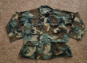 US Army Woodland Camo Combat Field Jacket Coat Hot Weather Large Regular - Picture 1 of 17