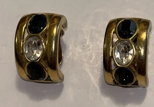 Cristales Swarovski vintage azules y transparentes S.A.L. Pendientes de clip firmados - Imagen 1 de 9