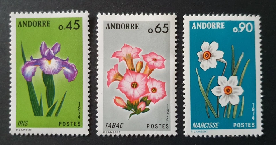 1974 FRENCH ANDORRA ANDORRE FLOWERS FLORA VF MNH - Image 1 of 1