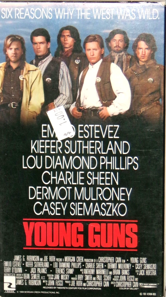 Young Guns, Emilio Estevez, Charlie Sheen, Kiefer Sutherland, VHS Foto 1 de 1