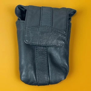 Vintage Black Faux Leather Compact Camera Carrier Point n’ Shoot Belt Pouch - Picture 1 of 11