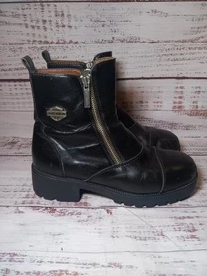 Harley Davidson Starter Switch Cap Toe Womens Size 9.5 Motorcycle Boots Black - Image 1 of 4