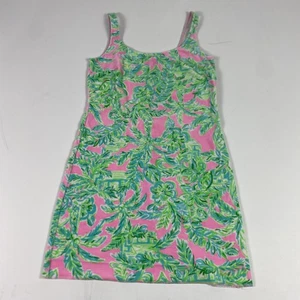 Lilly Pulitzer Fleece Kleid Damen XS Rosa Grün Tropical Print Ärmellos Etuikleid - Bild 1 von 11