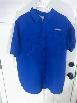 Camisa de pesca Realtree para hombre grande azul ventilada SS bolsillos con solapa UPF 40+ Foto 1 de 4