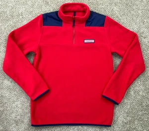 Vineyard Vines Sweater Youth Boys XL 18 Red 1/4 Zip Long Sleeve Pullover Fleece - Picture 1 of 8