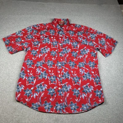 Camisa Hawaiana Edición Natural Para Hombre M Roja Sin Arrugas Abotonada 100% Algodón Foto 1 de 4