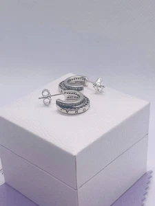 Brand New Genuine Pandora Sparkling Pave Double Hoop Stud CZ Earrings w/ Box - Picture 1 of 9