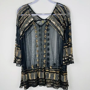 Ruby Yaya Size M Womens Embellished Top Sheer Sequins Beads Heavyweight Gorgeous - Picture 1 of 10