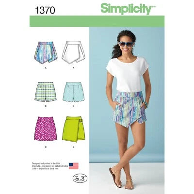 SIMPLICITY 1370 MISSES SHORTS SKORT SKIRT Sewing Pattern Sizes 6-12 & 12-22 - Image 1 of 4