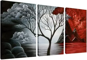 the Cloud Tree 3 Panels Modern Canvas Wall Art Prints Artwork Abstract Seasca... - Picture 1 of 1