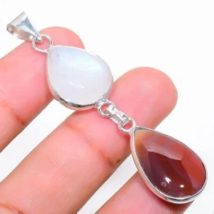 Botswana Agate Gemstone Handmade 925 Sterling Silver Jewelry Pendant Size 2.6" - Picture 1 of 1
