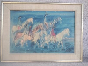 DeGrazia Framed Painting 'Navajo Night Chant' Original 1965 Gallery Lithograph - Picture 1 of 5