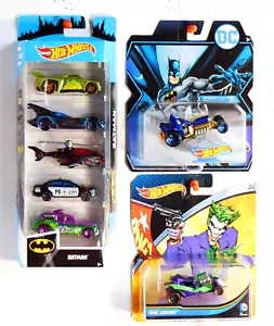 Hot Wheels "Batman" -Batman Hot Rod Character Car & The Joker - Batman 5-Pack. - Picture 1 of 4