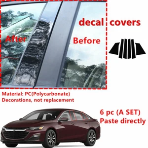 Gloss Black Cover For Chevrolet Malibu 16-21 Pillar Posts 6Pcs Door Window Trim - Bild 1 von 9