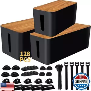 Cable Management Box 3 Pack with 125PCS Cable Management Kit for Power Strip - Picture 1 of 5