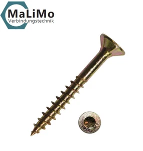 1000 Spanplattenschrauben Teilgewinde 3,5x30 mm Senkkopf TORX TX gelb verzinkt - Bild 1 von 1