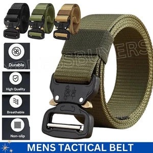 Mens Canvas Outdoor Tactical Belt Heavy Duty Army Waist Web Strap Waistband AU - Picture 1 of 13