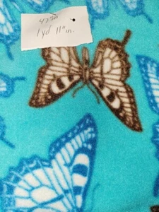Fleece Fabric Butterflies on Teal. Pre-cut at 47" in. - Picture 1 of 1