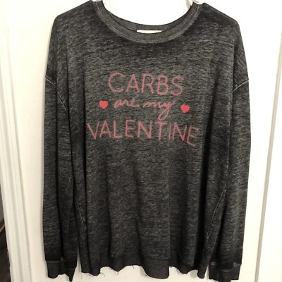 C&C CALIFORNIA "Carbs Are My Valentine" Long Sleeve Graphic Tee Size Large New - Image 1 of 4