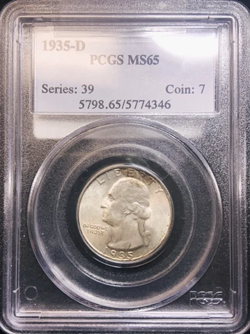 1935-D Washington Quarter PCGS MS65 - OBH Cover
