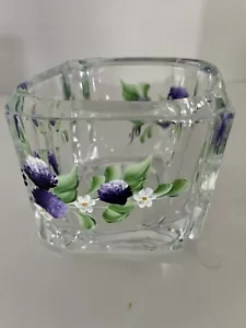 Beautiful hand-painted vase/candleholder Purple Flowers! Hand Painted CM Diamon - Picture 1 of 6