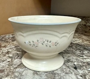 Pfaltzgraff REMEMBRANCE Pedestal Bowl Peach Pink White Flowers - Picture 1 of 5
