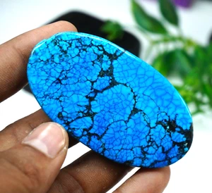 201,25 ct Pietra preziosa sciolta ragnatela naturale blu turchese forma ovale - Foto 1 di 5