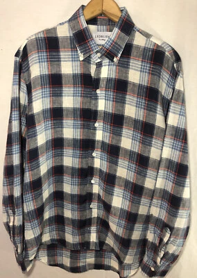 Camisa Ledbury Fina Calce Ajustado Abotonada Mezcla de Lino Camisa Para Hombres Grande L Verde Foto 1 de 4