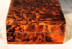 Vintage/Antique Solid Amboyna Wood Cigarette/Trinket Box (4.5"x 3.5"x1.5")c.1940 - Picture 1 of 6