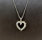 Heart Necklace Sterling Silver 925 Crystal Marquise Italy Love 18" Valentines