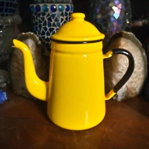 Antigua tetera 9" amarillo negro esmalte Noda Hora Japón tetera abejorro ¡Bonita! - Imagen 1 de 16