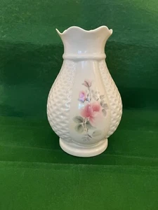 Vintage Donegal Parian Irish China Pink Rose Vase & Diamond Pattern Errigal - Picture 1 of 4