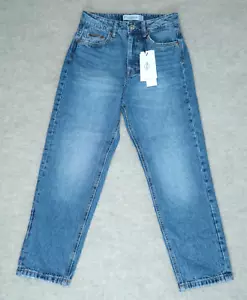 Pantalones de mezclilla azul tiro alto Stradivarius Mom Fit para mujer talla 0 26x25 nuevos con etiquetas - Imagen 1 de 14