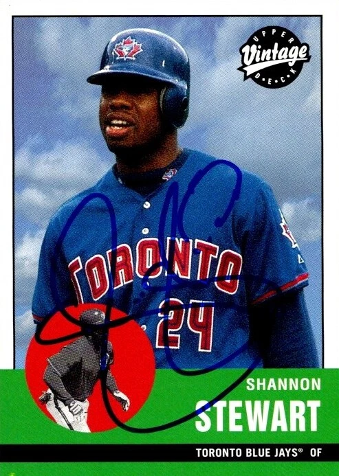 Shannon Stewart autographed baseball card Blue Jays, 2001 Upper Deck Vintage #27 - Image 1 of 1