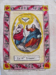 Sainte Trinité  Images pieuses XVIIIe S.  Pillot à Paris   Santini Holy Card - Picture 1 of 5