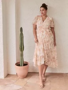 NWT - FOREVER NEW Mykie Curve Flutter Sleeve Midi Dress - size 16 - RRP $179.99 - Picture 1 of 5