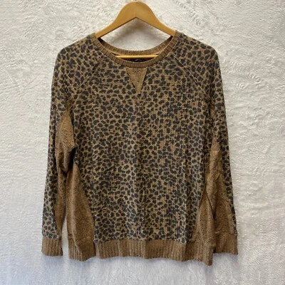 Torrid Brushed Waffle Sweatshirt Women Medium L Sz 00 Brown Leopard Long Sleeve - Image 1 of 4