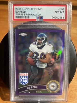 Ed Reed 2011 Topps Chrome Purple Refractor /499 PSA 8 - Image 1 of 2