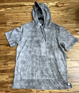Adidas Felpa con Cappuccio Uomo 3 Bar GT6791 Manica Corta Grigio Taglia Large NUOVA - Foto 1 di 8