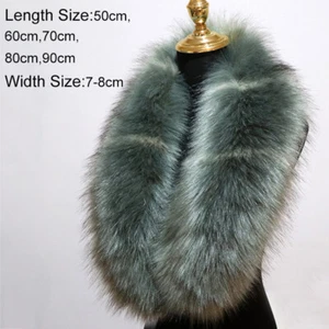 Damen Faux Fuchspelz Kragen Schal Halswärmer Halstuch Fellig Flauschig Warm Winter - Bild 1 von 87