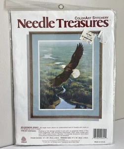 Vintage NOS ColorArt Needle Treasures Crewel Kit 00644 Wilderness Spirit 14x18 Eagle - Bild 1 von 6