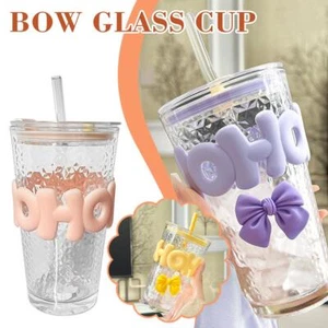 450ml Glass Cups with Lids and Straws Set Drinking Glasses for Beer Iced S6 Z9U2 - Bild 1 von 28