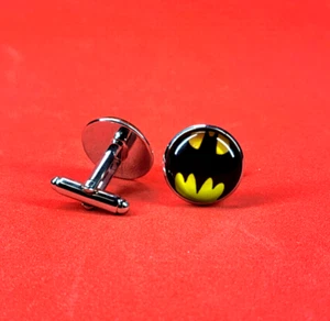 Batman Signal Cufflinks - Superhero Gift for DC Comics Fan Mens Formal Wear - Picture 1 of 6