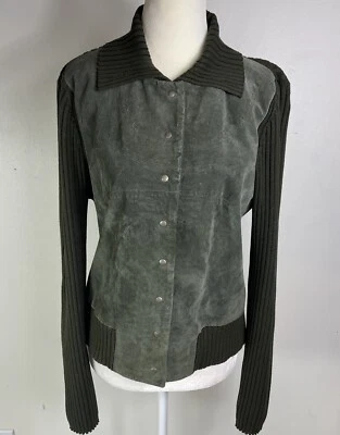 Chaqueta Cárdigan Chaqueta Vintage Gamuza Seda Lana L Verde Oliva Y2K Bella Swan Foto 1 de 4
