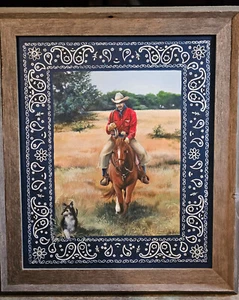 Original WESTERN Cowboy Horse Painting Canvas Christine L. Leone Great FRAMING - Picture 1 of 13