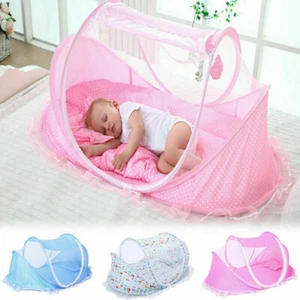 Baby Mosquito Net Bed Portable Travel Cot with Pillow Pop up Baby Tent - Picture 1 of 8