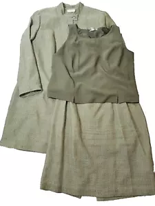 Amanda Smith Mujer 3 Piezas Traje Chaqueta Larga Falda Camiseta sin Mangas Plus 20W Verde - Imagen 1 de 15