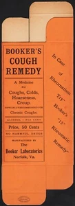 Vintage box BOOKERS COUGH REMEDY a medicine Laboratories Norfolk Virginia unused - Picture 1 of 2