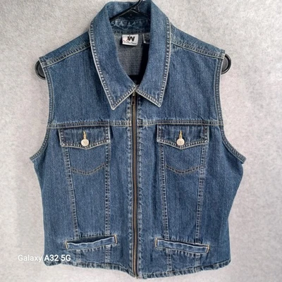 Colete ROCKER vintage anos 90 jeans West JW branco DENIM trabalho streetwear mecânico loja GG - Imagem 1 de 4