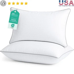 Juego de 2 Almohadas Tamaño Queen Plumón Alternativo Calidad Hotel Soporte Suave Nuevo - Imagen 1 de 10